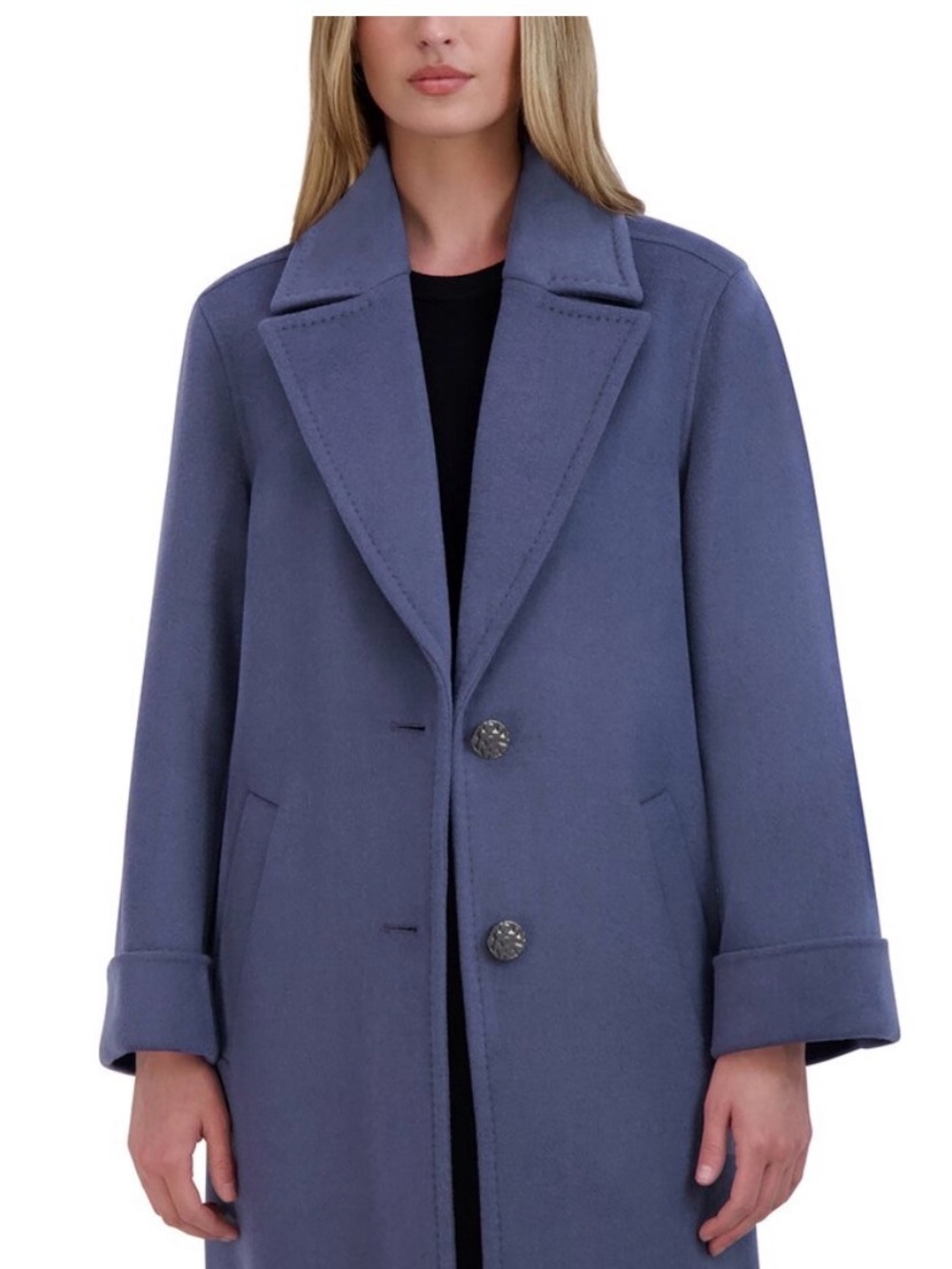 Tahari Sandra Oversized Wool Blend Coat - Blue - Size M